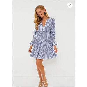POMANDER PLACE x TUCKERNUCK | Blue White Stripe Cotton Tiered Kenzo Dress | XXXL